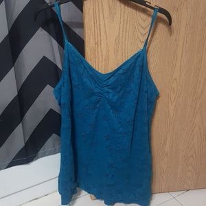 Dark teal with lace tank top.